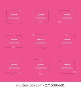 Conjunto grande de quadros de caixa de citação. Ícone de caixa de cotação. Caixas de citação de texto. Modelo em branco aspas texto informações design caixas de citação bolha blog citações símbolos.