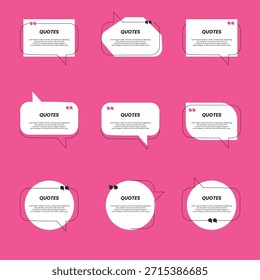 Conjunto grande del marco de la caja de la cita. Icono de cuadro de presupuesto. Mensajes de texto con cuadros de cita. Plantilla en blanco cita texto info cuadros de diseño cita burbuja blog cita símbolos.