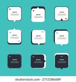 Großes Set mit Angebotbox. Anführungsfeld-Symbol. SMS-Angebotsfelder. Leere Vorlage Zitat Text Info Design-Boxen Anführungszeichen Blase Blog Anführungszeichen Symbole.