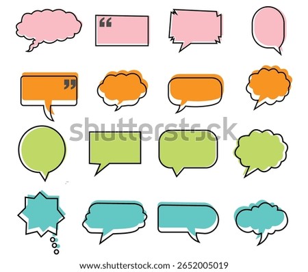 Quote box frame, big set. Quote text in speech bubble. Quote box icon. Blank template quote text info design boxes quotation bubble blog quotes symbols.