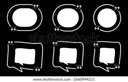 Quote box frame, big set. Quote box icon. Texting quote boxes. Blank Grunge brush background.