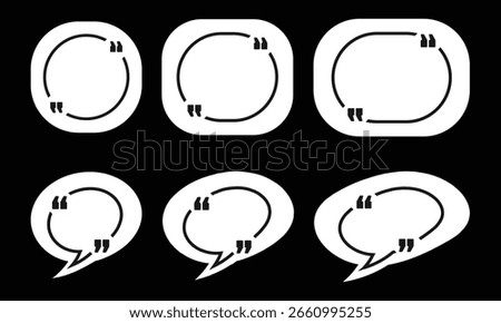 Quote box frame, big set. Quote box icon. Texting quote boxes. Blank template quote text info design boxes quotation bubble blog quotes symbols. Creative vector banner illustration.
