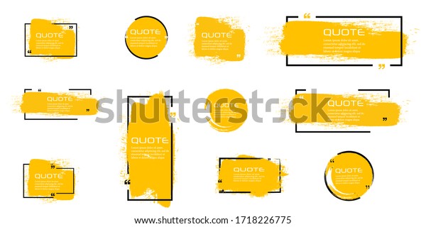 Quote box\
frame, big set. Quote box icon. Texting quote boxes. Blank Grunge\
brush background. Vector illustration\
