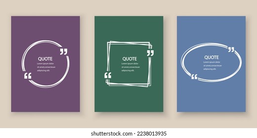 Quote box frame blank templates collection.Geometric frames with quote marks and text citation. Templates of texting black line quote frames .Texting quote boxes.Vector colorful banners