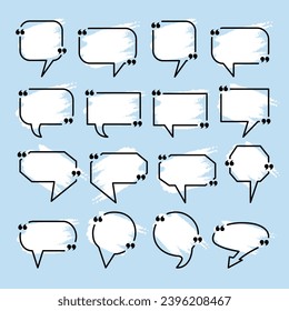 Quote box frame brush set collection. Speech bubbles quote frame set with empty brush space.