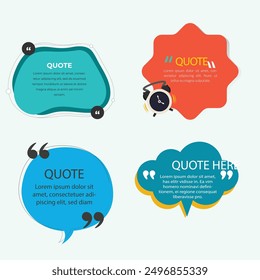 quote box frame bubble speech modern blue abstract cartoon set premium template collection