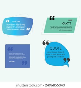 quote box frame bubble speech modern blue abstract cartoon set premium template collection