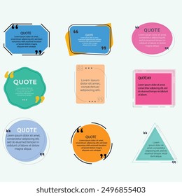 quote box frame bubble speech modern blue abstract cartoon set premium template collection
