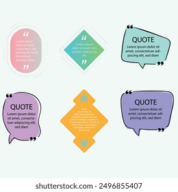 quote box frame bubble speech modern blue abstract cartoon set premium template collection