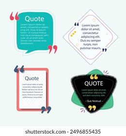 quote box frame bubble speech modern blue abstract cartoon set premium template collection