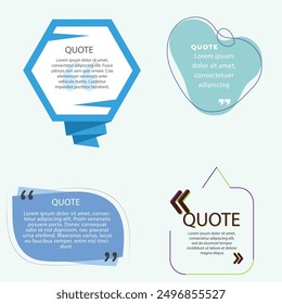 quote box frame bubble speech modern blue abstract cartoon set premium template collection