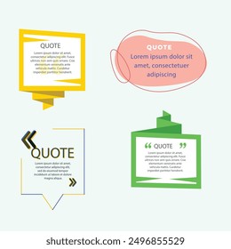 quote box frame bubble speech modern blue abstract cartoon set premium template collection