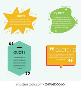 quote box frame bubble speech modern blue abstract cartoon set premium template collection