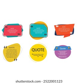 quote box frame bubble speech modern color set premium vector template collection