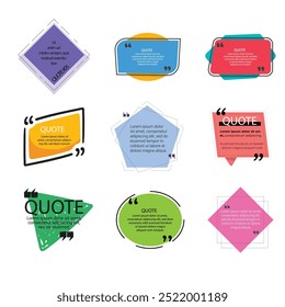 quote box frame bubble speech modern color set premium vector template collection