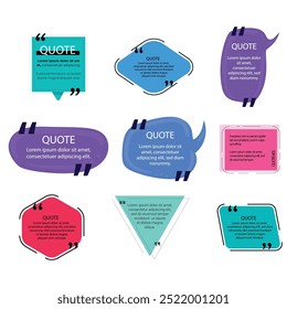 Cuadro de cita Marco de burbuja de discurso moderno conjunto de colores colección de Plantilla de Vector premium