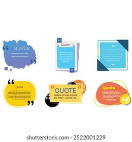 quote box frame bubble speech modern color set premium vector template collection