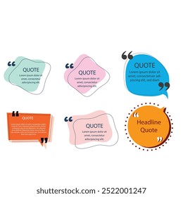 quote box frame bubble speech modern color set premium vector template collection