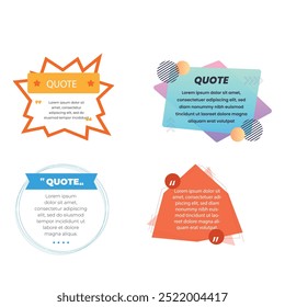 quote box frame bubble speech retro vintage color set premium vector template collection