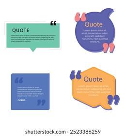 quote box frame bubble speech modern blue abstract cartoon set premium template collection