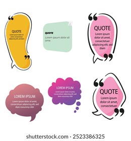 quote box frame bubble speech modern blue abstract cartoon set premium template collection