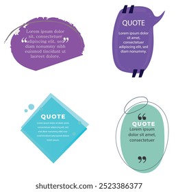 quote box frame bubble speech modern blue abstract cartoon set premium template collection