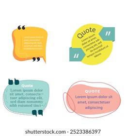 quote box frame bubble speech modern blue abstract cartoon set premium template collection