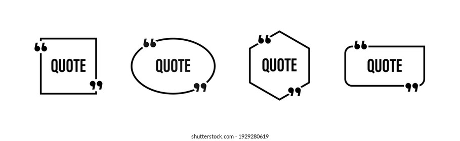 Quote box frame. Quote box icon. Quotes symbols blank template elements. Stock vector