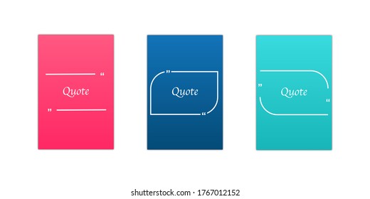 Quote box frame icon. Set of color frame .Texting quote boxes, vector illustration . Frame for your text. 10 eps