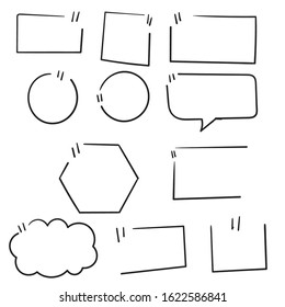 Quote box frame. Quote box icon. Texting quote boxes. Blank template quote text info design boxes quotation bubble blog quotes symbols. Creative vector banner illustration.doodle