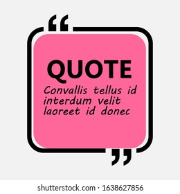 Quote box frame, Quote box icon. Texting quote boxes. Blank template quote text info design boxes quotation bubble blog quotes symbols. Creative vector banner illustration.