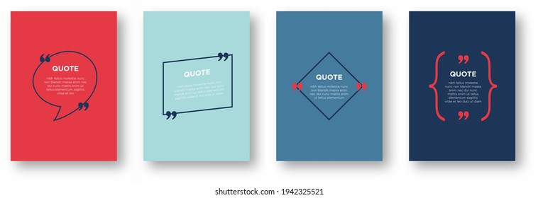 Quote box frame. Quote box icon. Texting quote boxes. Colorful a4 template quote text info design boxes quotation symbols. Creative vector banner illustration eps 10