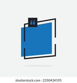 Quote box frame. Quote box icon. Texting quote box. Blank background. Vector illustration