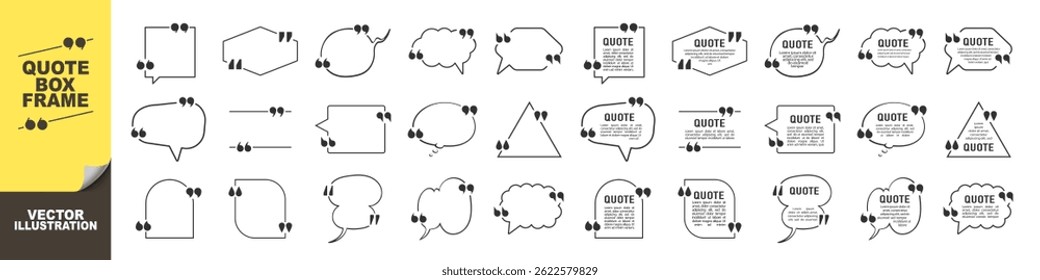 Quadro de caixa de citação isolado em transparente. Caixas de citação de texto. Caixas de Texto de Citação em Branco com Bolhas de Fala para Blog ou Info Design