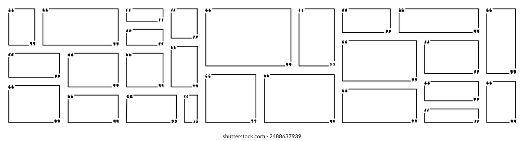 Quote box frame. Quotation bubble. Speech quotation set.
