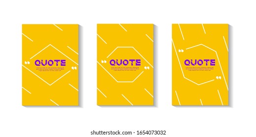 Quote box frame. Set of colored backgrounds with quote forms design for the cover, flyer, poster, brochure, typography or other printing products. Template Vector Set.