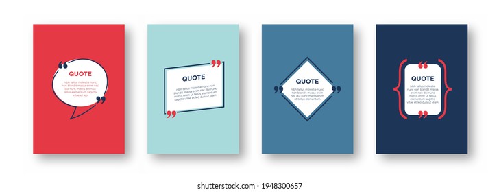 Quote box frame set. Quote box icon. Texting quote boxes. Blank A4 template quote text info design boxes quotation symbols. Creative vector banner illustration eps 10