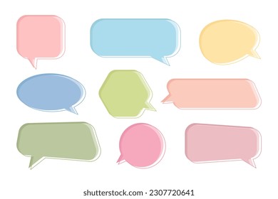 Quote box frame set. Text speech bubble collection. Comment, quotation, feedback, sentence, note. Box frame template. Vector