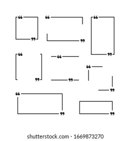 Quote box frame SET2 for the great design of speech quotation marks. Templates of texting black line quote frames for definition, remark, and citation design. Retro vector marks rectangle collection