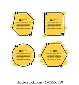 Quote box frame. Speech bubble templates set. Blank template quote text info design boxes quotation bubble blog quotes symbols. Creative vector banner illustration.