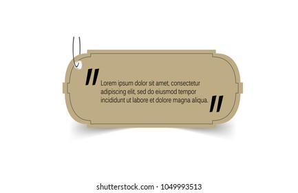 quote box frame template with price tag design style isolated