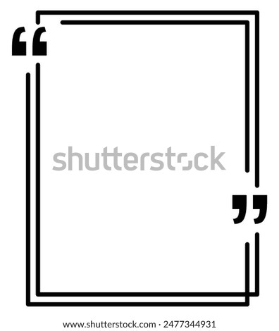 Quote box frame. Text blog information block icon .Quote info box quotation icon. vector illustration.