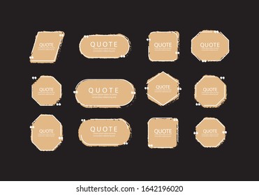 Quote box frame. Text in brackets, citation empty speech bubbles, quote bubbles. Template Vector Set.
