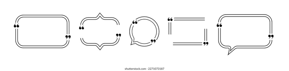 Marco de la casilla de cita. Casillas de comillas de texto. Cifras de diseño de la información de texto de la plantilla en blanco comillas entre símbolos de blog. vector