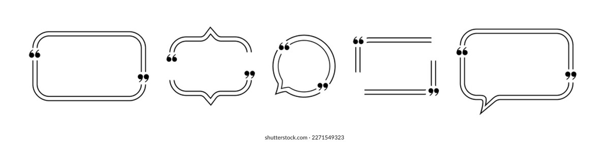 Quote box frame. Texting quote boxes. Blank template quote text info design boxes quotation bubble blog quotes symbols. vector