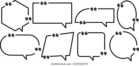 Quote box frame, quote box vector  icon. Speech Bubble set.  Speak bubble text, cartoon chatting box , vector illustration eps 10. 