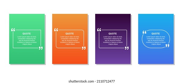 Quote box frame, vector set. Quote box icon. Texting quote boxes. Blank template quote text