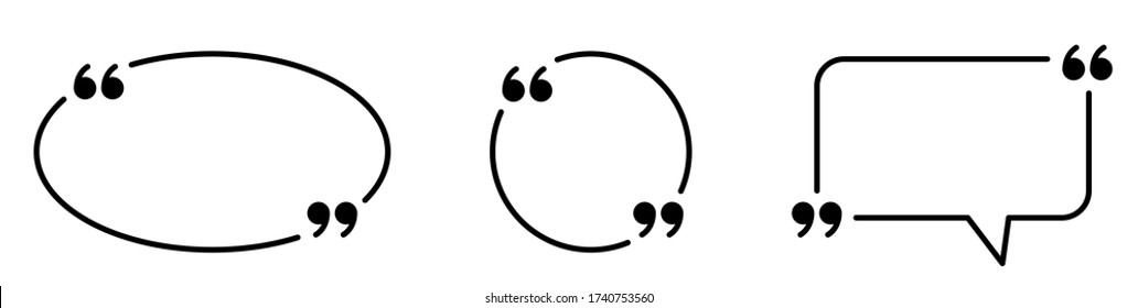 Quote box frames set. Quote form. Simple bubble quotation, comment, message borders. Texting quote boxes frame. Paper sheet, information, text - stock vector.