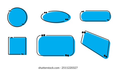 Quadros de caixa de citação definidos isoladamente. A referência da mensagem de comentário de fala em bolhas limita a cotação. Vetor