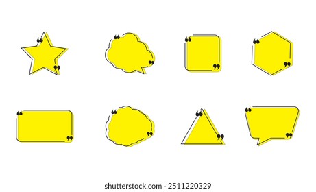 Quadros de caixa de citação definidos isoladamente. A referência da mensagem de comentário de fala em bolhas limita a cotação. Vetor